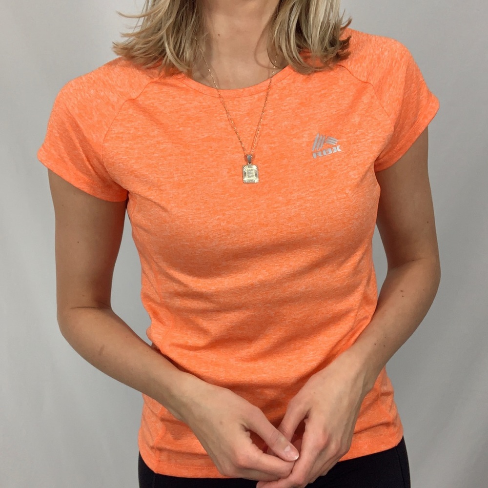 Orange shortsleeved RBX athletic workout top shirt
